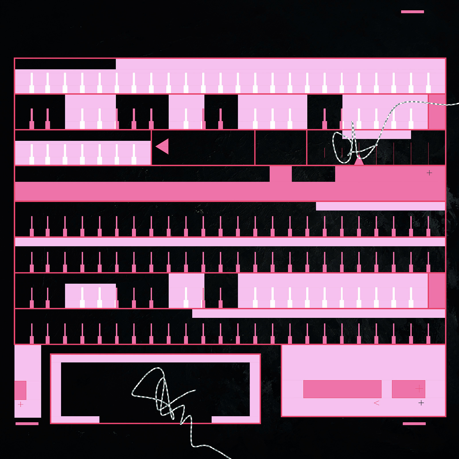 Freigang aus dem Formular — Mischtechnik auf bedruckter Leinwand, 70 × 70 cm, 2022