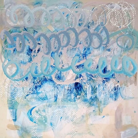 Freigang mit Pirouetten — Mischtechnik auf FineArt Print, 90 × 90 cm, 2025