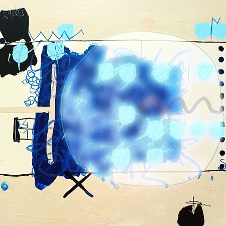 Hitzepol im Formular — Mischtechnik auf FineArt Print, 90 × 90 cm, 2024