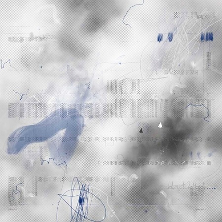 Präsemiotischer Dunst 260805 15 Uhr 04 — Mischtechnik auf FineArt Print, 90 × 90 cm, 2026