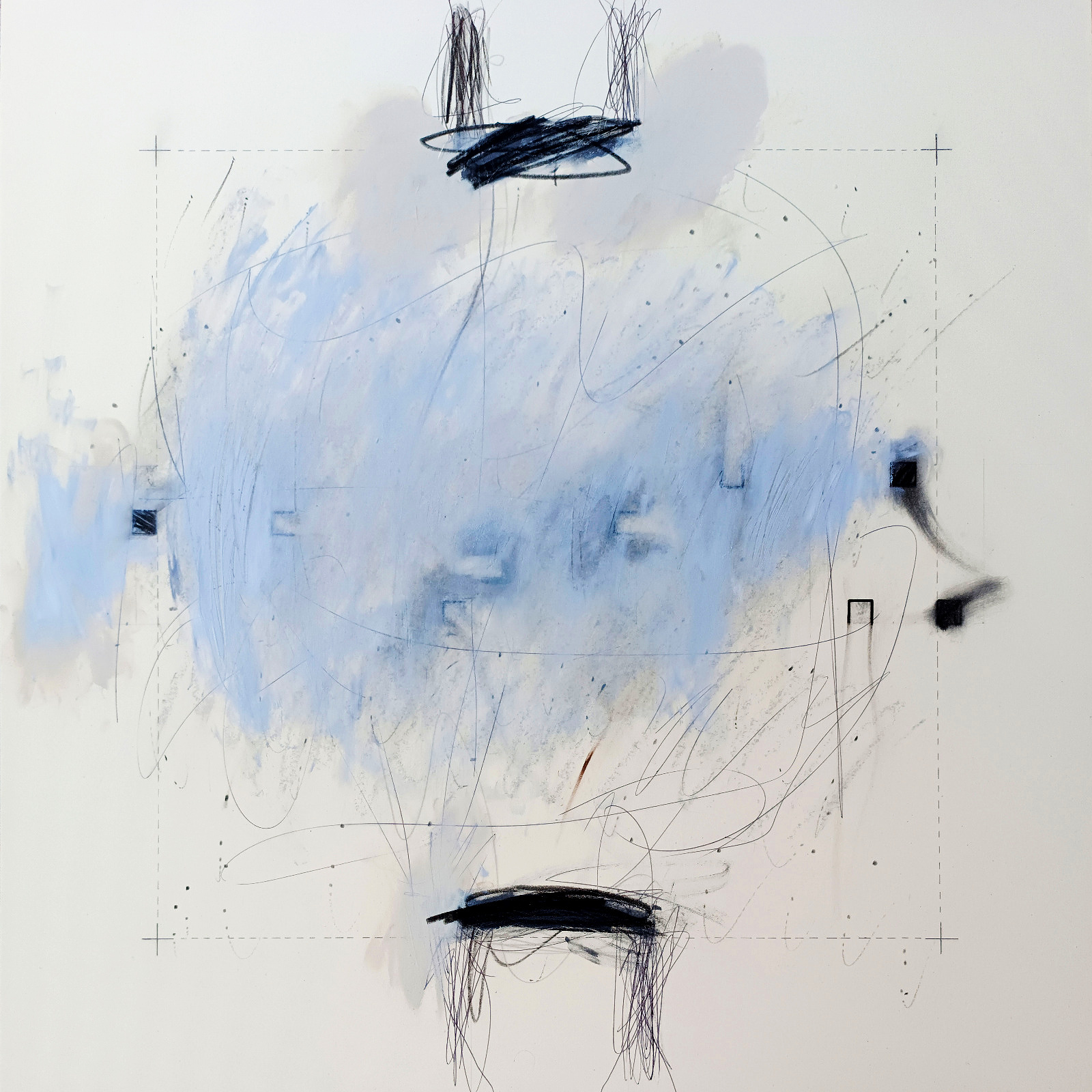 IVK_H_260404_12 Uhr 45 — Mischtechnik auf Karton, 70 × 70 cm, 2026