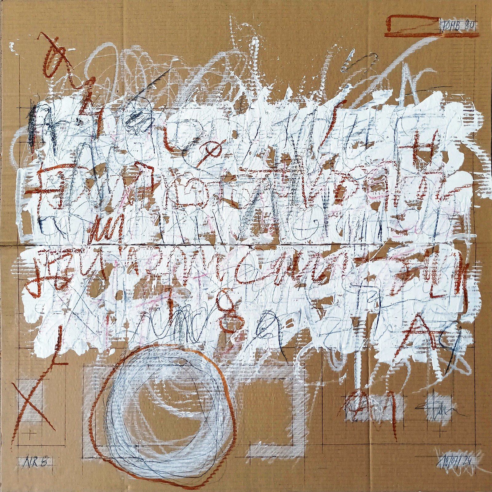 Formular im Schafspelz — Mischtechnik auf Karton, 70 × 70 cm, 2024