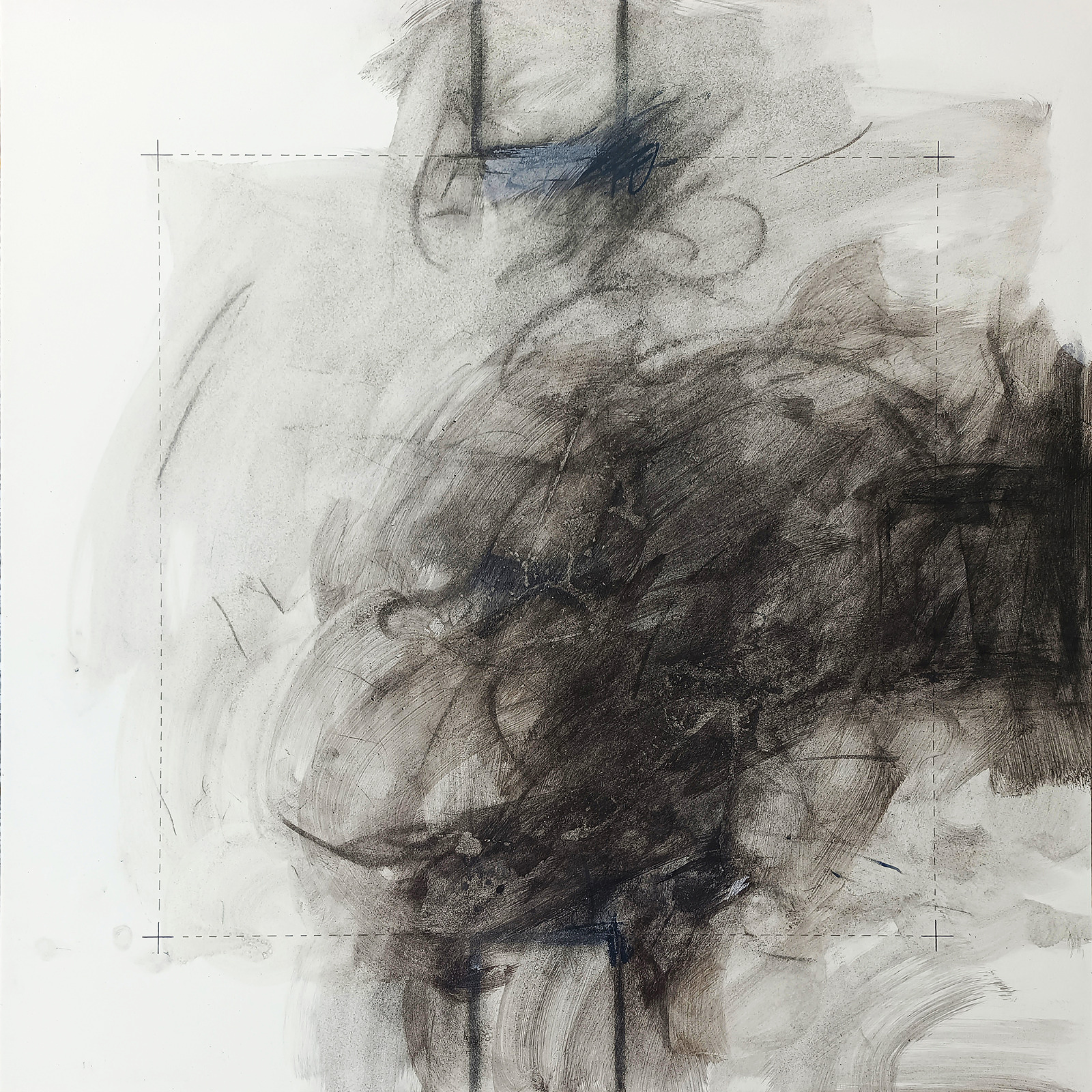 Metakollaps_H_K_2026_18Uhr09 — Mischtechnik auf Karton, 70 × 70 cm, 2026