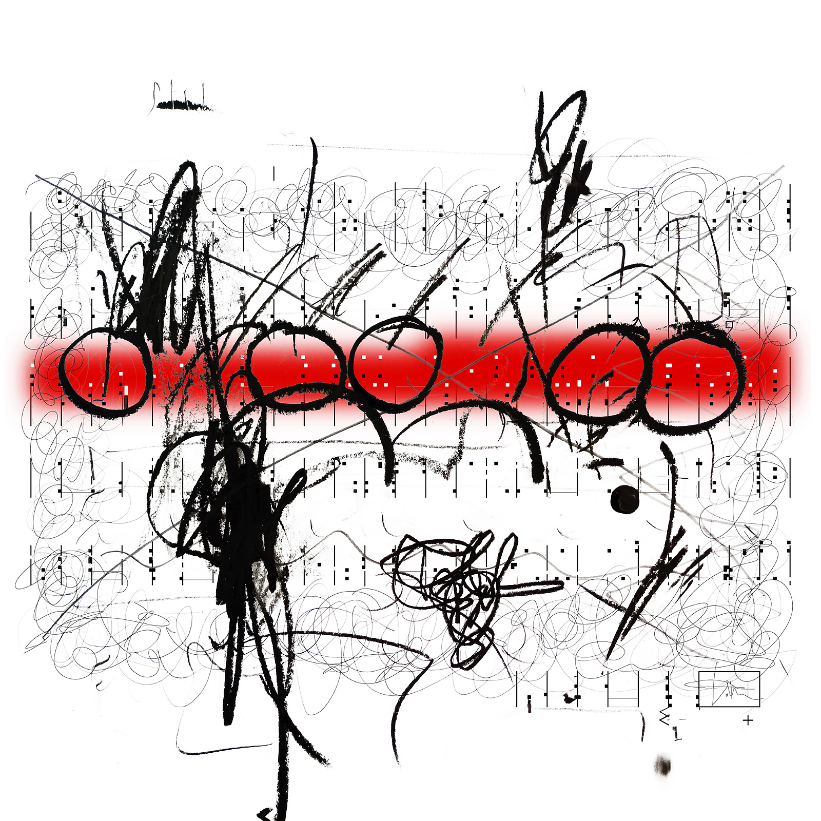 Nullenpartitüde — Mischtechnik auf FineArt Print, 70 × 70 cm, 2024