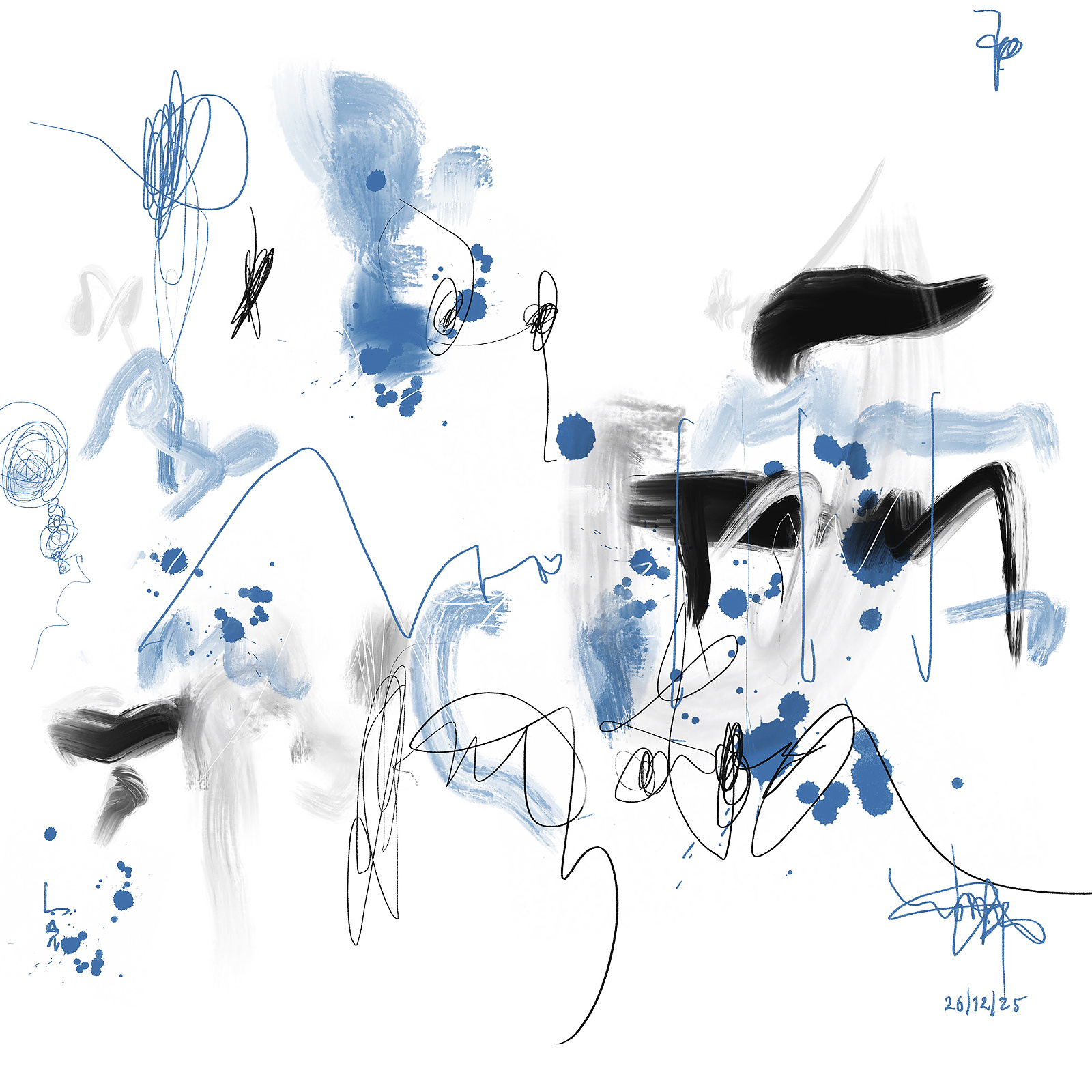 Ipsumpartitüde — Mischtechnik auf FineArt Print, 70 × 70 cm, 2026