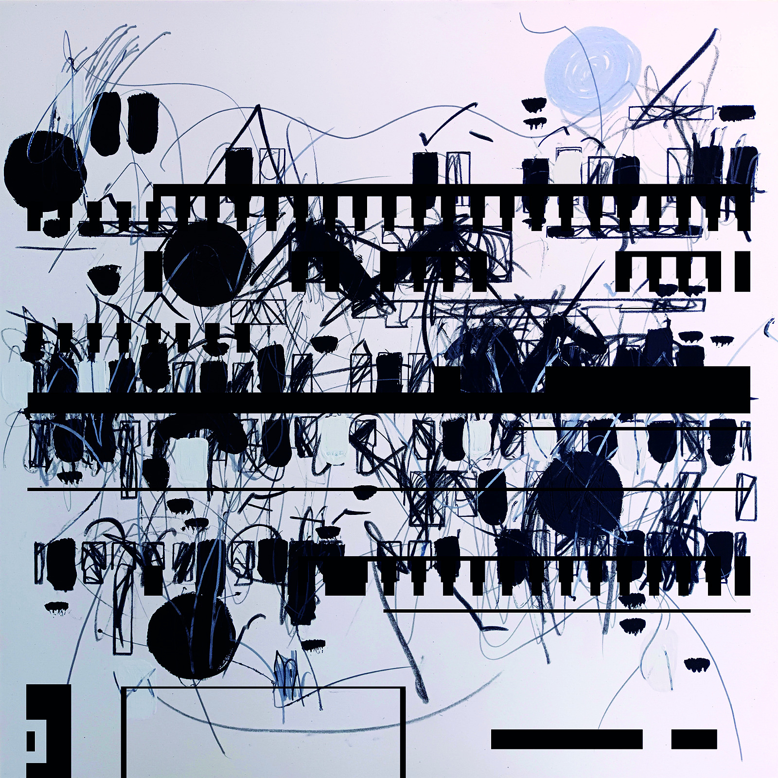 Klavierpartitüde — Mischtechnik auf Karton, 70 × 70 cm, 2022