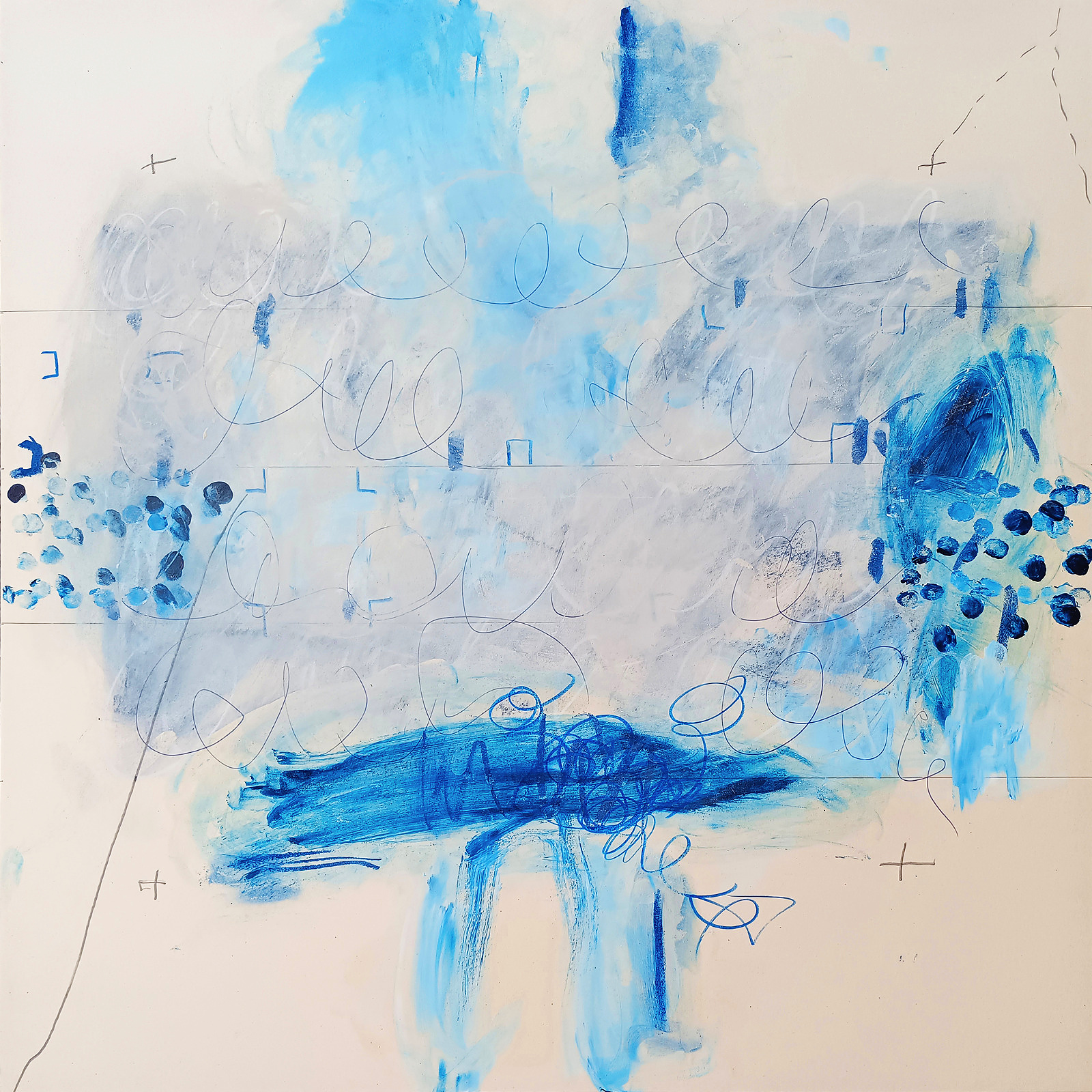 IVK_Meteorologisches Geflüster, 2026 — Mischtechnik auf Karton, 70 × 70 cm, 2026