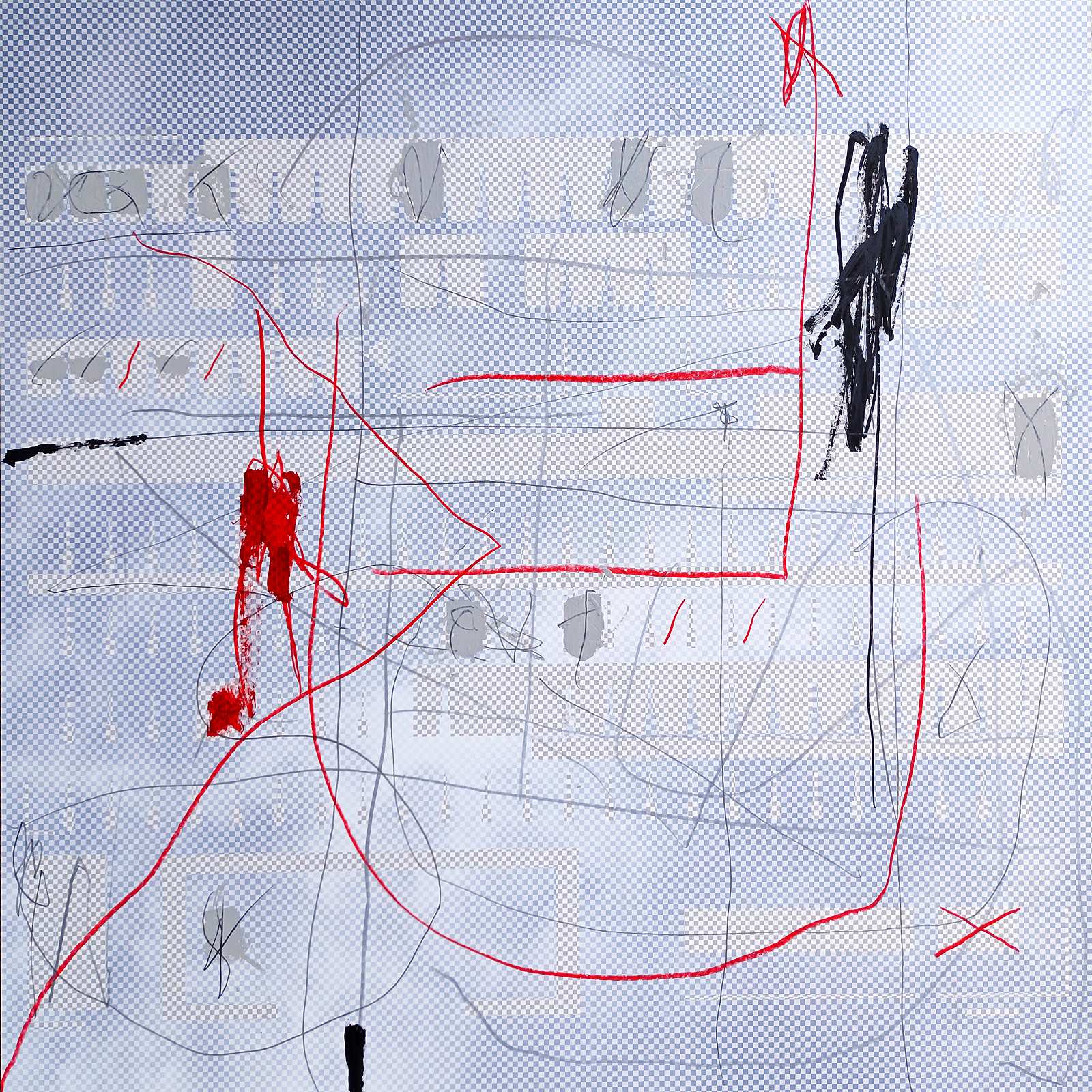 Der Schein und das Nichts — Mischtechnik auf FineArt Print, 70 × 70 cm, 2024