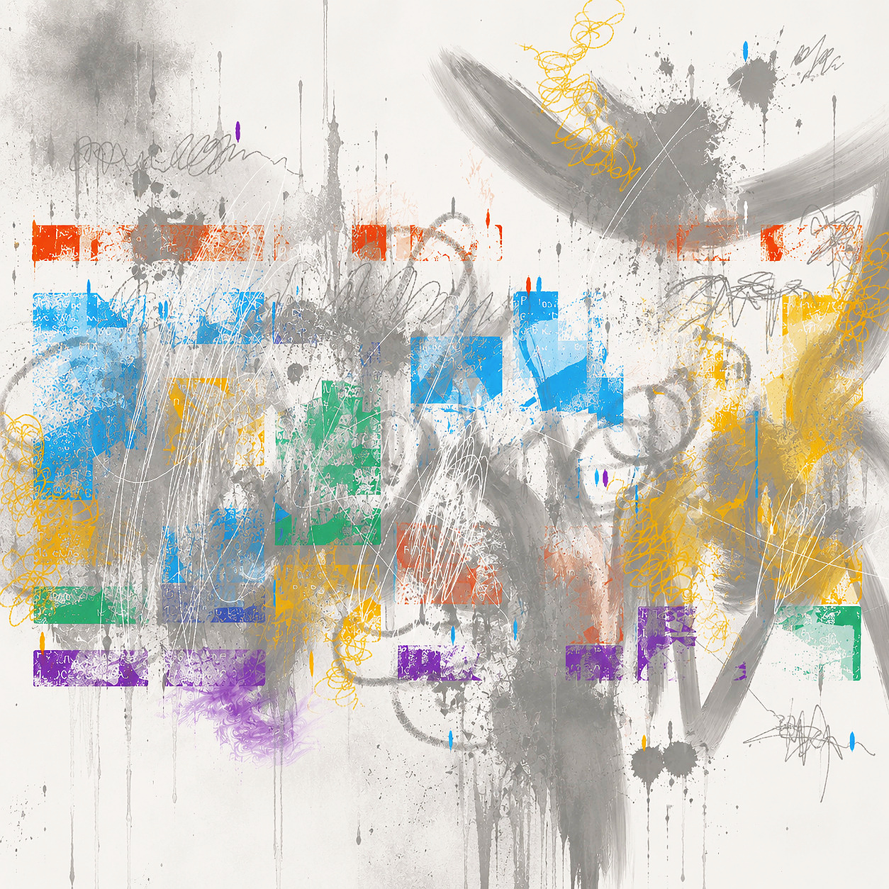 Du bist deine Absagen — Mischtechnik auf FineArt Print, 90 × 90 cm, 2026