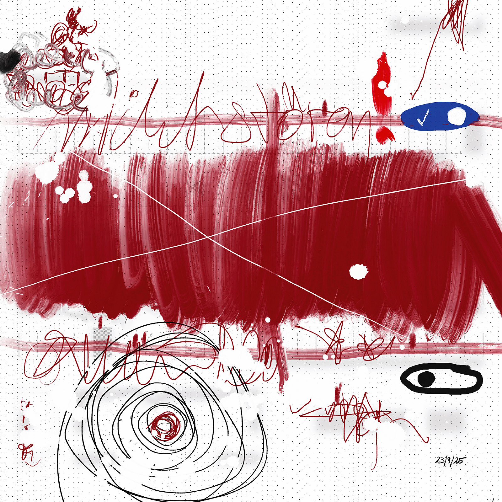 Nicht stören EIN 2.0 — Mischtechnik auf FineArt Print, 90 × 90 cm, 2026