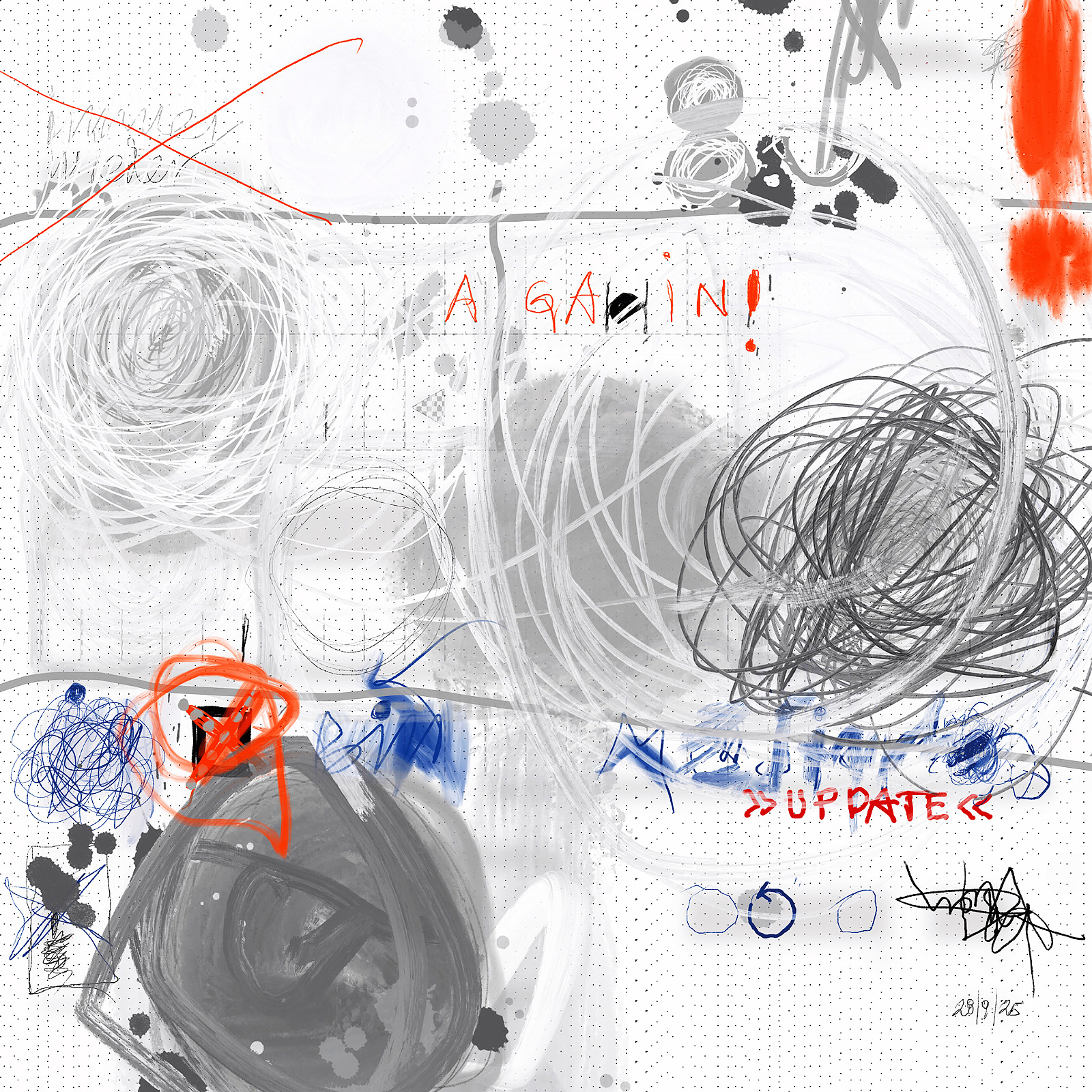 Du bist dein Update 3.0 — Mischtechnik auf FineArt Print, 90 × 90 cm, 2026