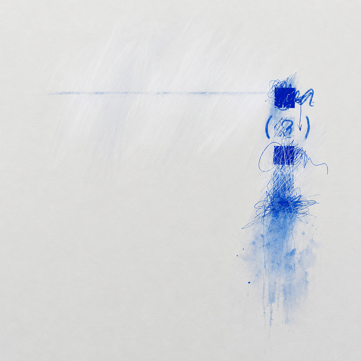 Marker-Etüde 13 — Mischtechnik auf Karton, 30 × 30 cm, 2026